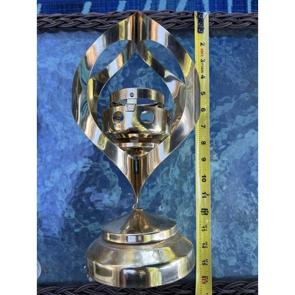2 Mid Century Modern Candle Holder Gold Metal‎ Sculptural